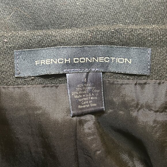 French Connection Skirt Wool Blend Fabric Straight Fit Back Zip Closure Black 6 - Picture 3 of 7